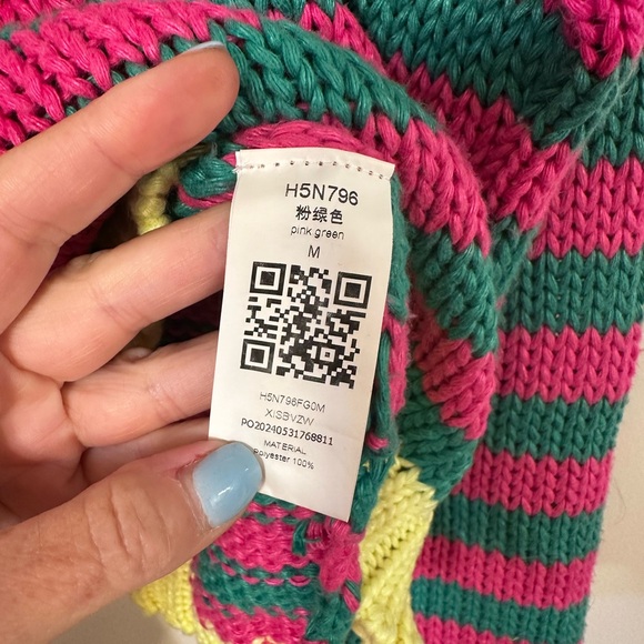 Striped Pink and Green Sweater - Picture 4 of 9